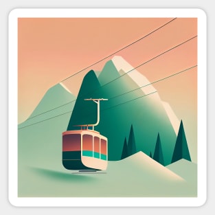 Mountain Ski Gondola illustration Sticker